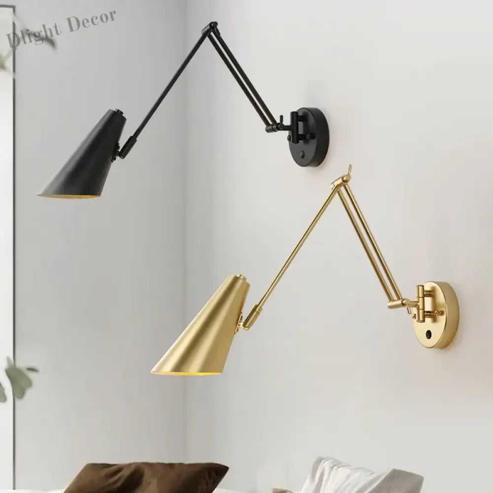 Modern Adjustable Wall Lamps - Swing Long Arm Design With Internal Switch For Household Bedside