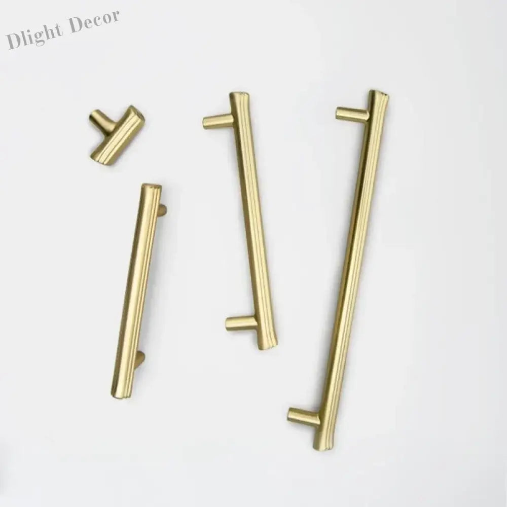 Modern Brushed Gold Cabinet Handles - Zinc Alloy Drawer Pulls for Kitchen and Furniture Handles