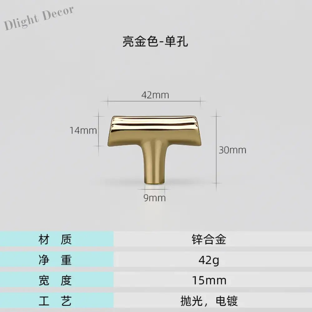 Modern Brushed Gold Cabinet Handles - Zinc Alloy Drawer Pulls for Kitchen and Furniture Bright gold T Handles