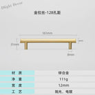 Modern Brushed Gold Cabinet Handles - Zinc Alloy Drawer Pulls for Kitchen and Furniture Gold drawing 128mm Handles