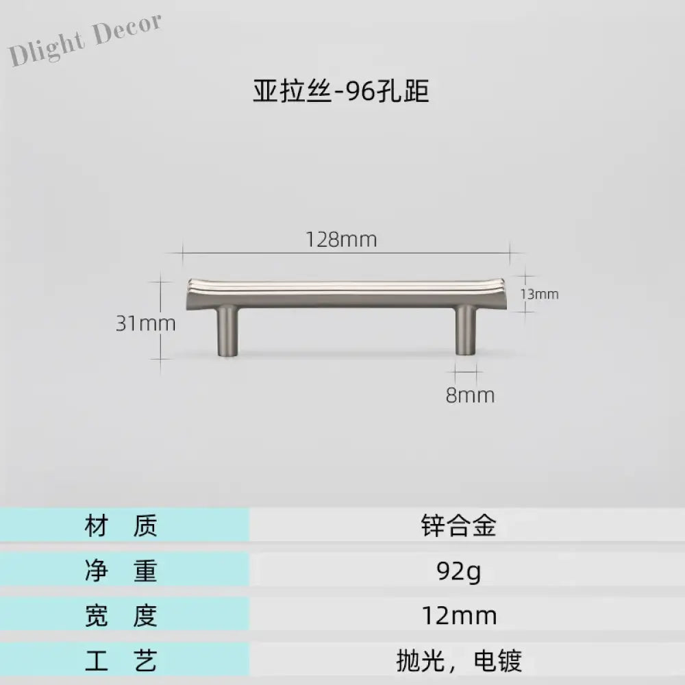 Modern Brushed Gold Cabinet Handles - Zinc Alloy Drawer Pulls for Kitchen and Furniture Nickel drawing 96mm Handles