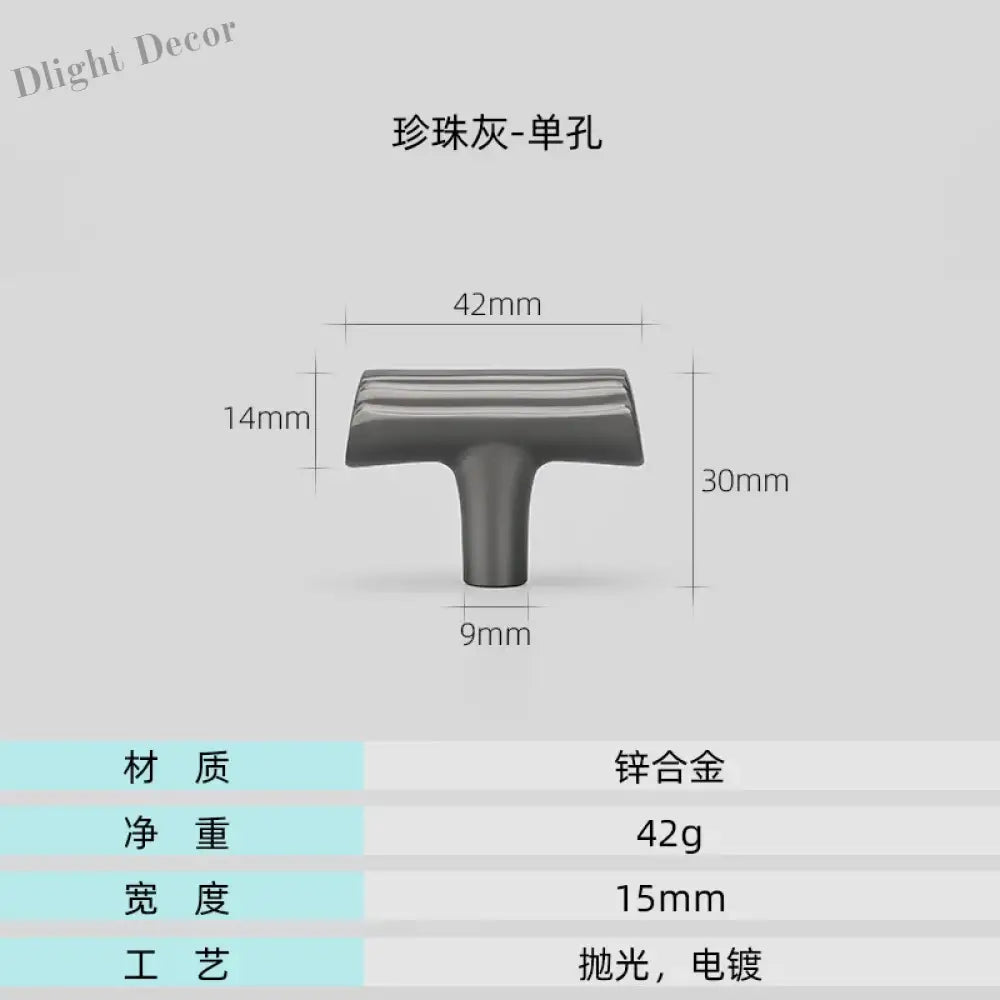 Modern Brushed Gold Cabinet Handles - Zinc Alloy Drawer Pulls for Kitchen and Furniture Pearl Grey T Handles