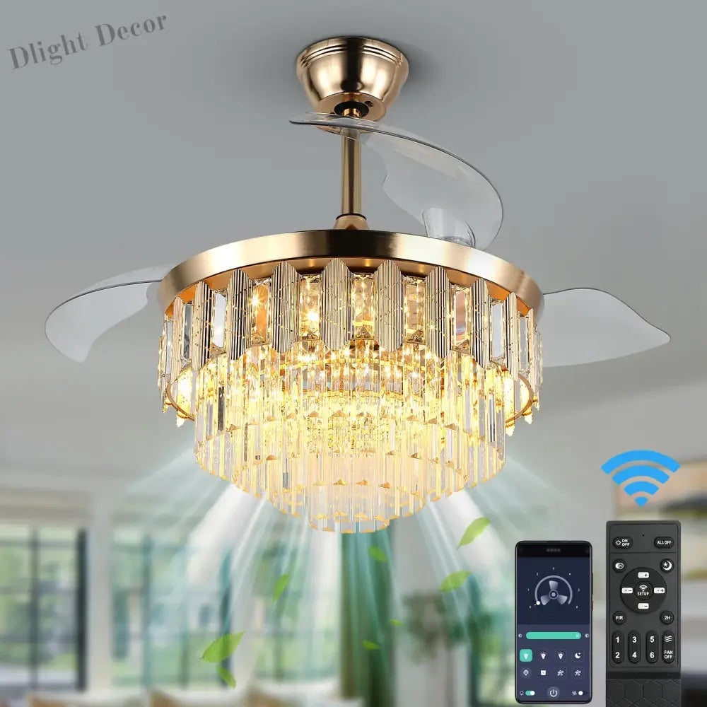 Modern Ceiling Fan With Led Light Smart App Remote Contro Reversible Bldc Intelligent Fandelier