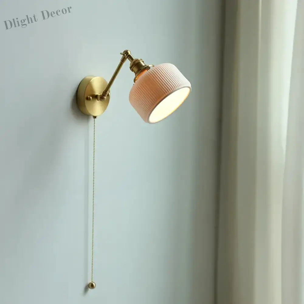 Modern Ceramic Wall Lamp With Pull Chain Switch - Stylish Lighting For Bathrooms Mirrors And