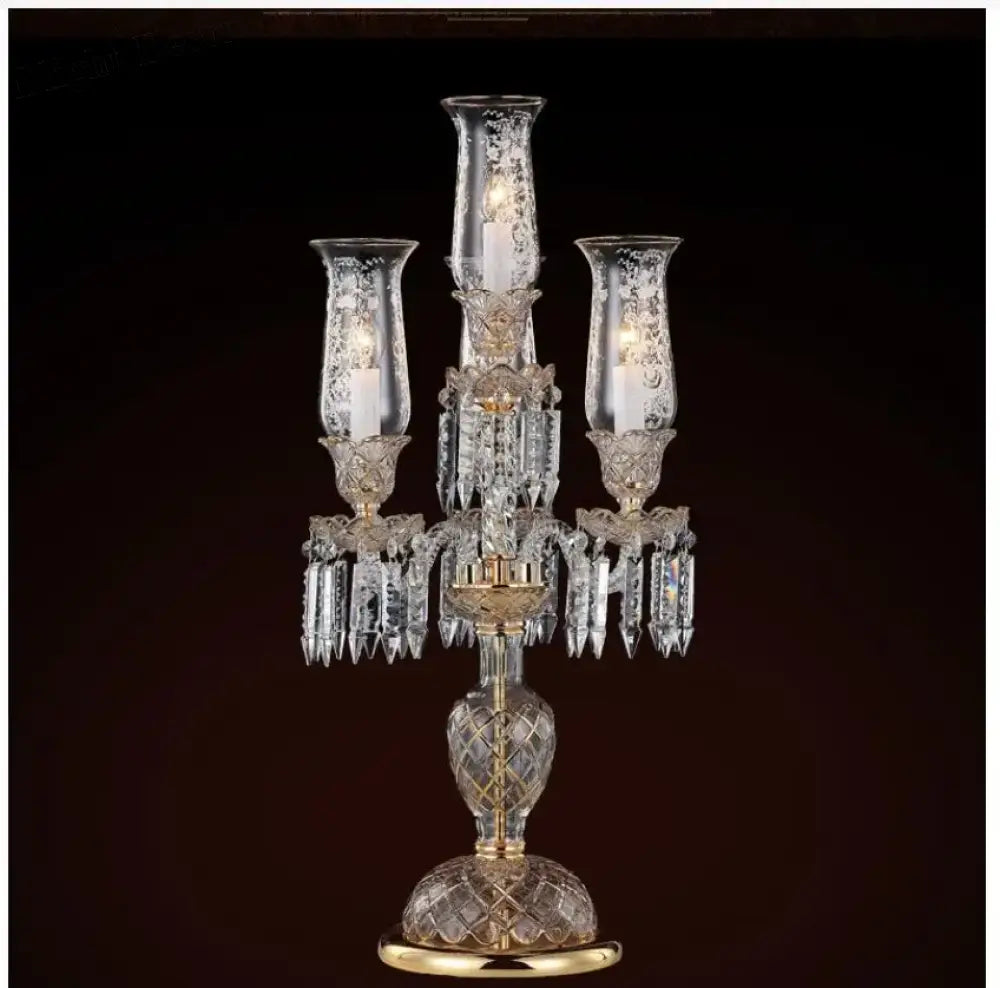 Modern Clear Golden Crystal Table Lamp - Artistic Decor For Bedroom And Living Room