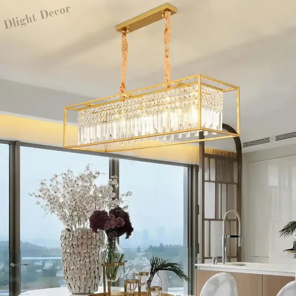 Modern Crystal Chandelier Black /Gold Haning Lamp For Dining Room Luxury Home Decor Kitchen Island