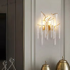 Modern Crystal G9 Led Wall Lights - Cherry Blossoms And Branches Sconce In Gold Aluminum Designer