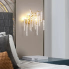 Modern Crystal G9 Led Wall Lights - Cherry Blossoms And Branches Sconce In Gold Aluminum Designer