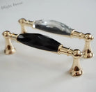 Modern Crystal Glass Drawer Handles – Gold and Black Cabinet Pulls for Dressers and Cupboards (96mm/128mm) Handles