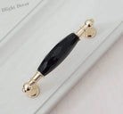 Modern Crystal Glass Drawer Handles – Gold and Black Cabinet Pulls for Dressers and Cupboards (96mm/128mm) Gold