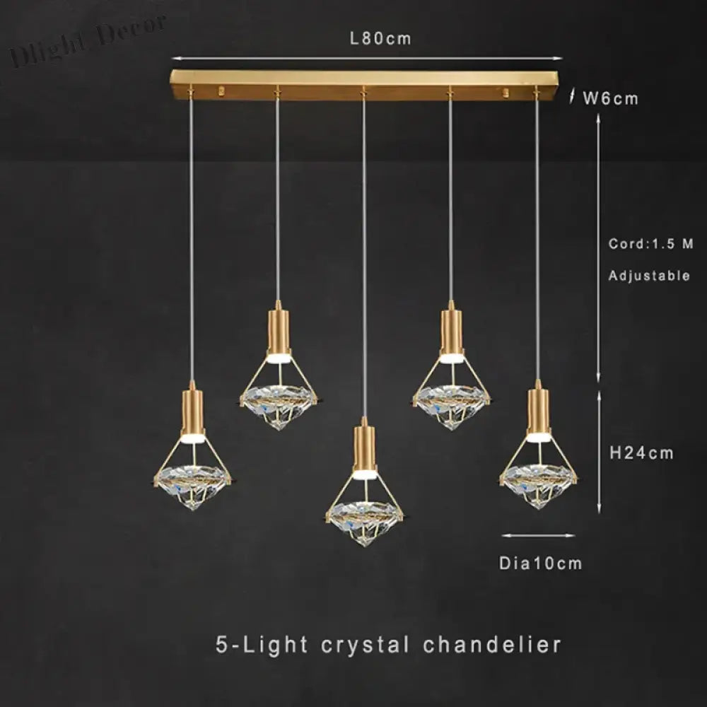 Modern Crystal Led Pendant Lights - Elegant Hanging Chandeliers For Living Rooms Dining Areas