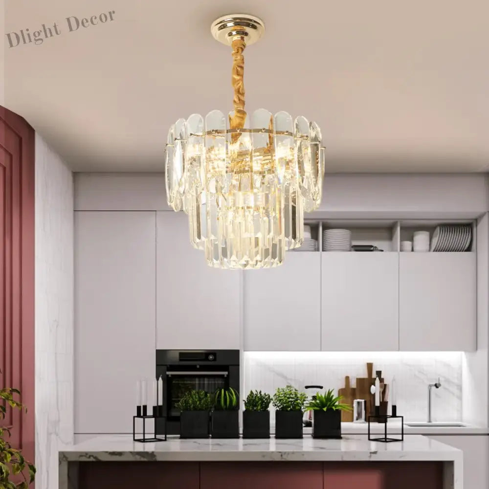 Modern Crystal Led Pendant Lights - Gold Elegance For Living Rooms Kitchens Dining And Bedrooms In