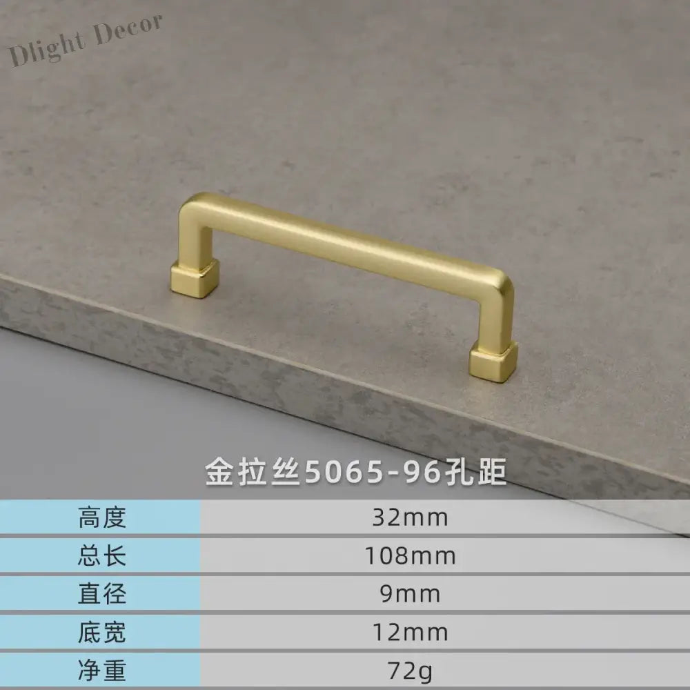 Modern European Gold and Gray Cabinet Handles - Zinc Alloy Drawer Knobs and Door Pulls for Furniture Gold drawing 96mm