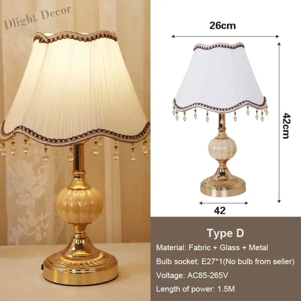 Modern European Vintage Fabric Table Lamp - Stylish Lighting For Bedroom Living Room And More