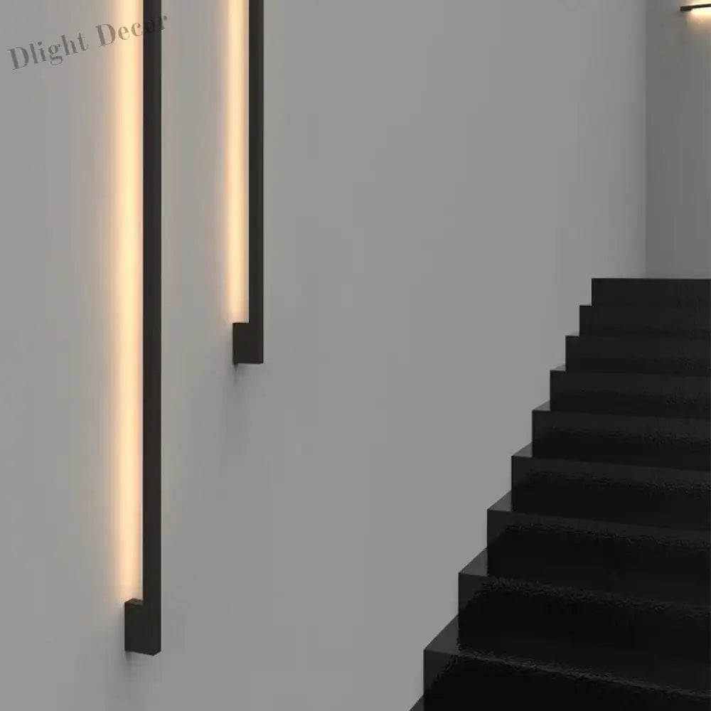 Modern Extremely Narrow Black Long Strip Wall Lamp - Ideal For Corridor Bedroom Bedside Living Room