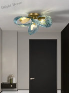 Modern Glass Decorative Ceiling Lights - Light Luxury Design In Yellow Copper And Blue For Bedrooms