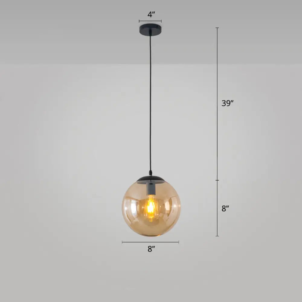 Modern Glass Orb Pendant: Stylish Lighting For Restaurants Amber / 8’