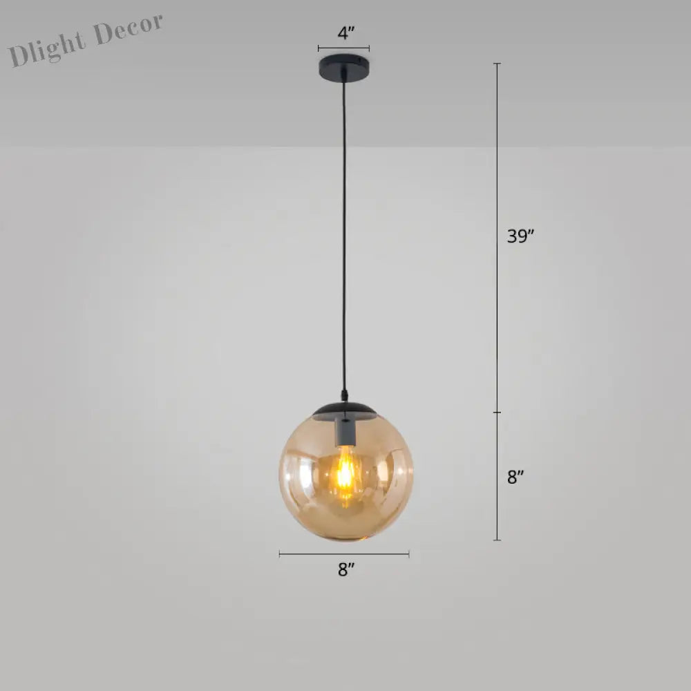 Modern Glass Orb Pendant: Stylish Lighting For Restaurants Amber / 8’