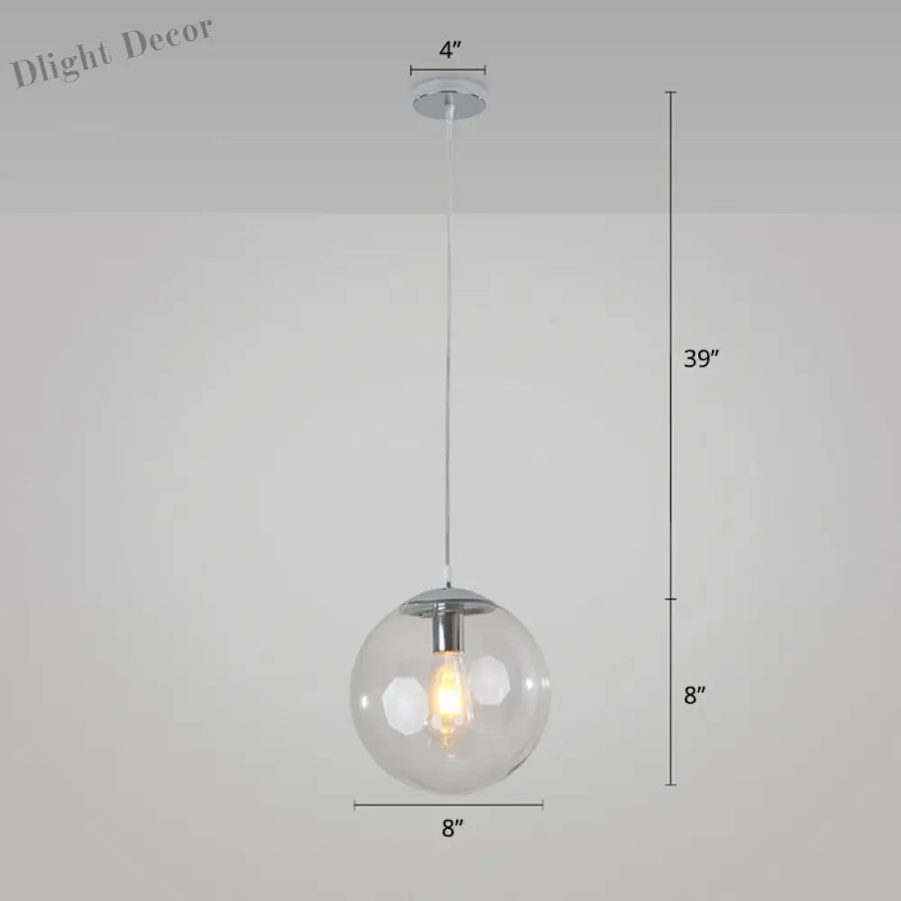Modern Glass Orb Pendant: Stylish Lighting For Restaurants Clear / 8’