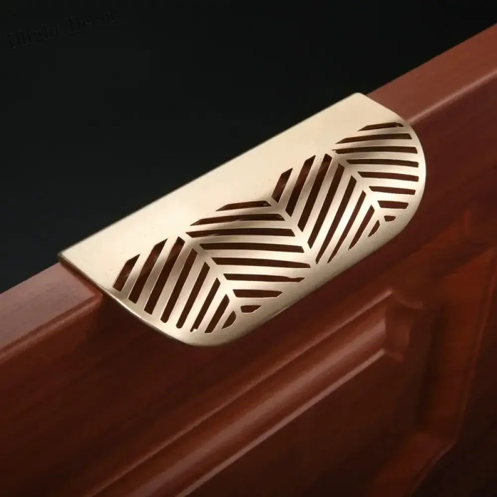 Modern Gold Leaf Cabinet Handles - Brushed Zinc Alloy Hollow Pulls for Furniture and Drawers Handles