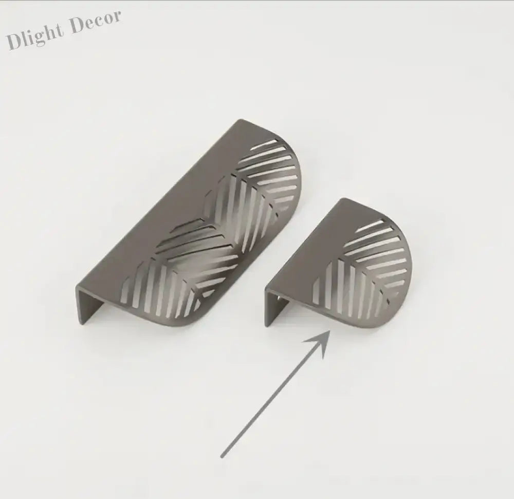 Modern Gold Leaf Cabinet Handles - Brushed Zinc Alloy Hollow Pulls for Furniture and Drawers Small-Pearl Grey Handles
