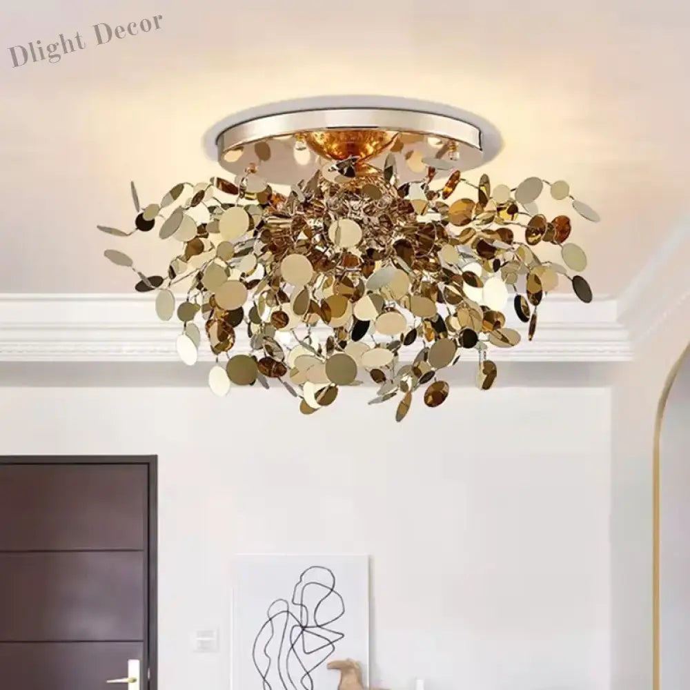 Modern Gold Stainless Steel Ceiling Chandelier - Led Light Fixtures For Bedroom Home Decoration