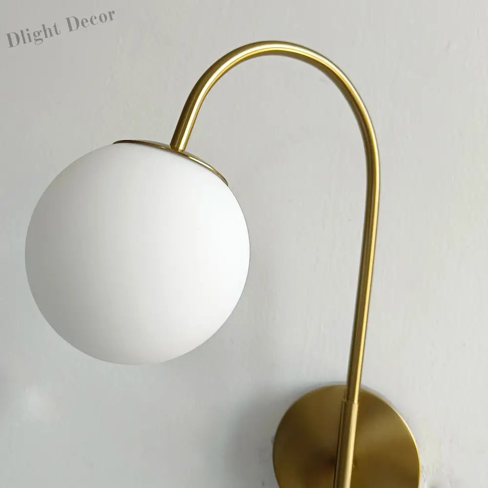 Modern Gold Wall Lamp - Stylish Sconce With Bean Glass Ball Design Led Round Light For Foyer