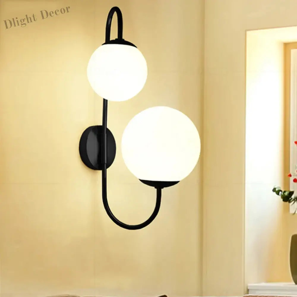 Modern Gold Wall Lamp - Stylish Sconce With Bean Glass Ball Design Led Round Light For Foyer