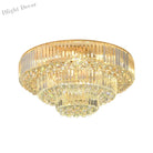 Modern Golden Rectangle Round Crystal Ceiling Light - Elegant Led Lighting For Living Rooms Dining