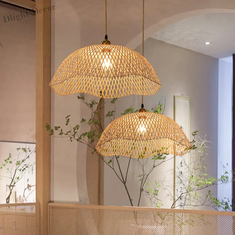 Modern Hand - Woven Bamboo Pendant Lights - Artistic Rattan Wicker Chandeliers For Dining Rooms And