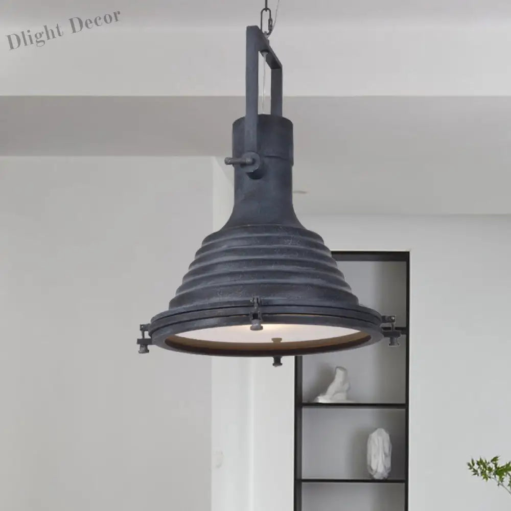Modern Industrial Ribbed Pendant: A Striking Addition To Your Space Black