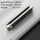 Modern Leather and Zinc Alloy Cabinet Handle – Elegant Drawer Pulls for Kitchen Wardrobe and Furniture (96mm) black