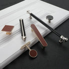 Modern Leather and Zinc Alloy Cabinet Handle – Elegant Drawer Pulls for Kitchen Wardrobe and Furniture (96mm) Handles