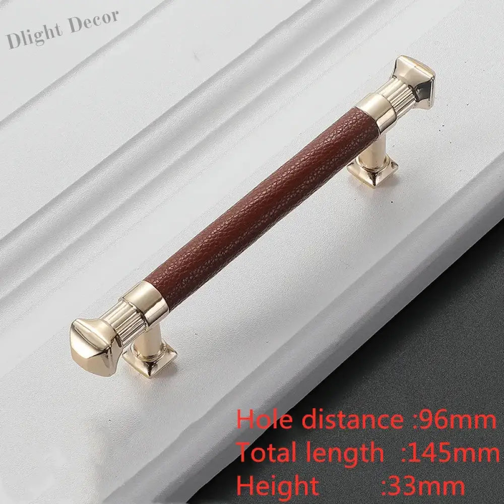 Modern Leather and Zinc Alloy Cabinet Handle – Elegant Drawer Pulls for Kitchen Wardrobe and Furniture (96mm) red