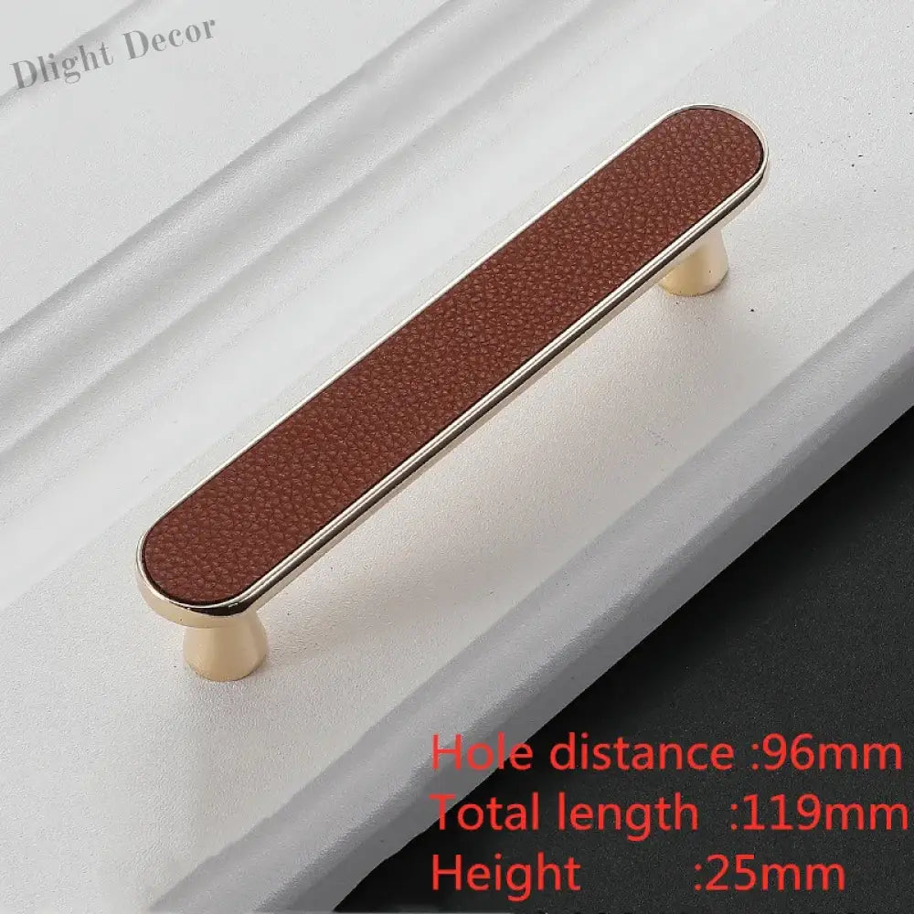 Modern Leather and Zinc Alloy Cabinet Handle – Elegant Drawer Pulls for Kitchen Wardrobe and Furniture (96mm) red