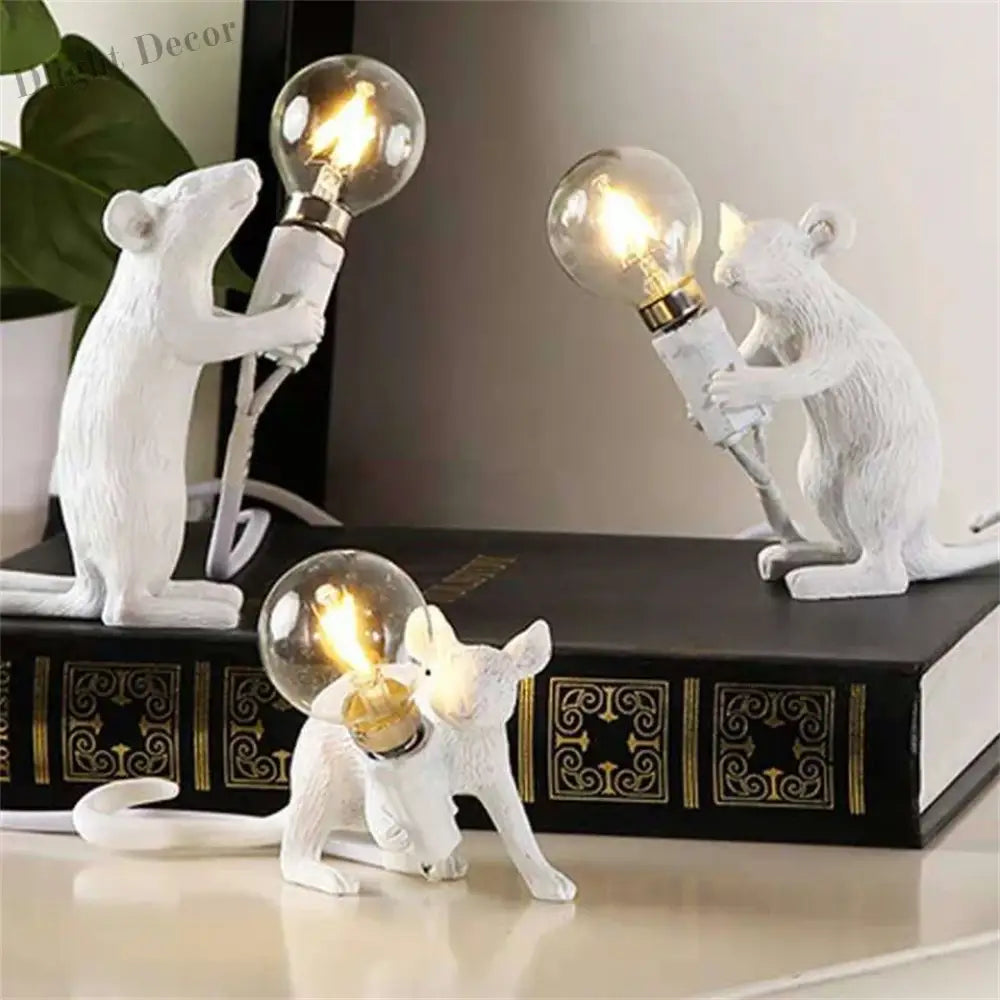 Modern Led Animal Table Lights - Whimsical Rat Cat Squirrel And Mouse Night Lamps Lamp