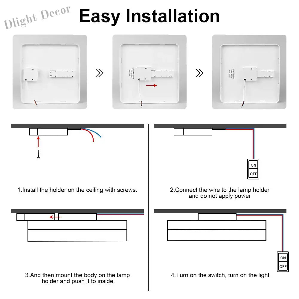 Modern Led Ceiling Lamp - Round/Square Lights In Various Wattages Perfect For Living Rooms And