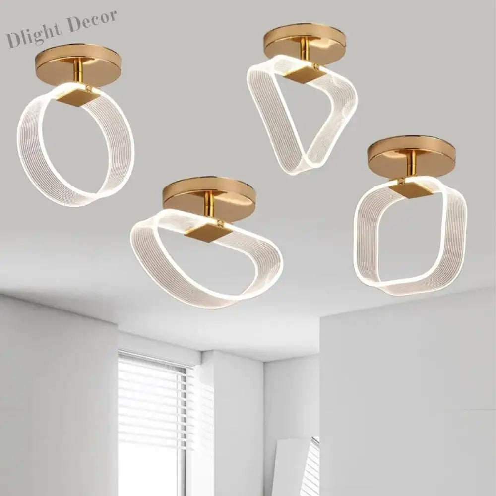 Modern Led Ceiling Light - Acrylic Geometry Linear Decoration Lamp In Black And Gold For Bedroom