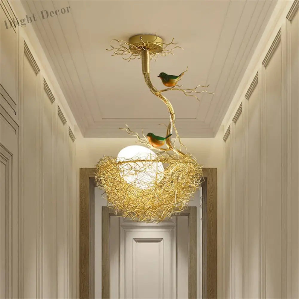 Modern Led Gold Bird’s Nest Chandeliers - Illuminate Your Living Dining And Kitchen Spaces With