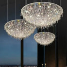 Modern Led Half Round Crystal Ceiling Chandelier - Elegant Illumination For Living And Dining