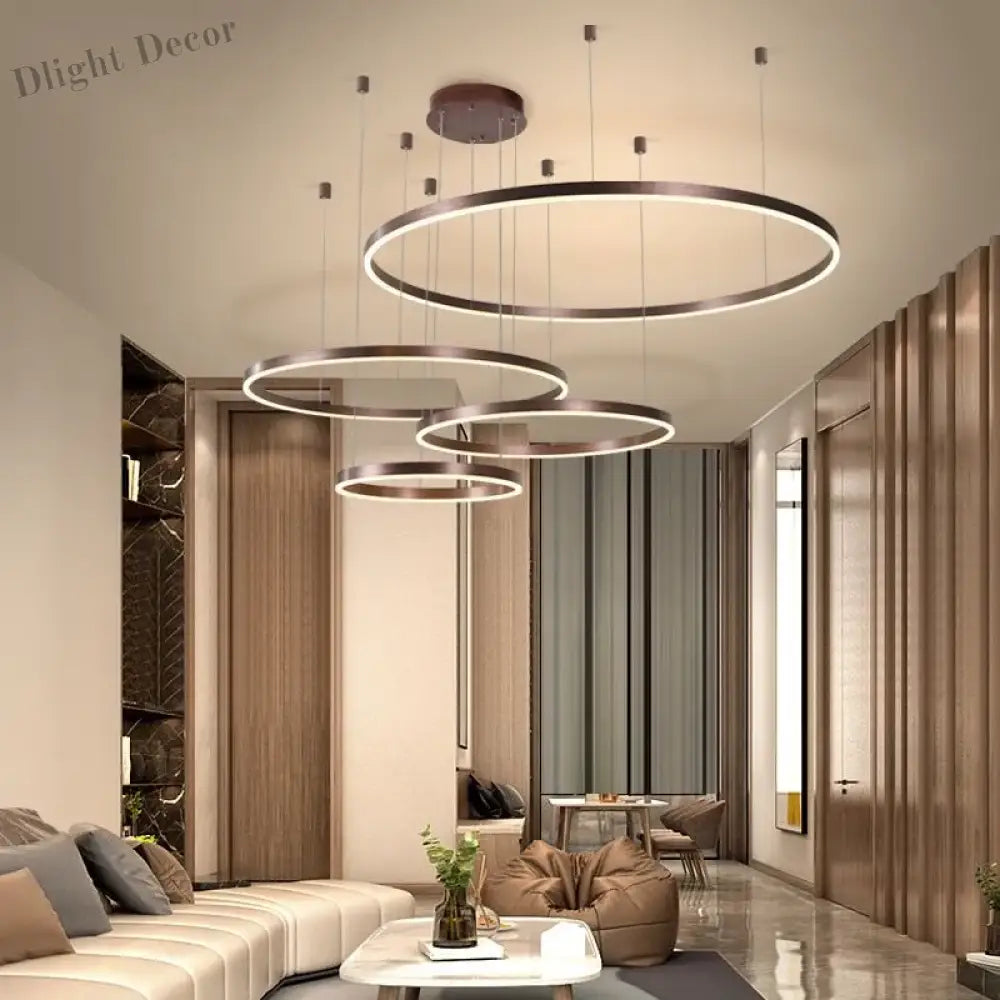 Modern Led Home Decor Chandelier Ring Light - Circular Fixtures For Living Ceiling Pendant Lamp In