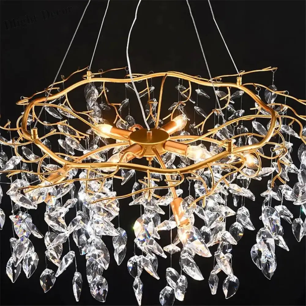 Modern Led Leaf Crystal Ceiling Chandeliers - Elegance For Living Dining And Bedrooms Chandelier