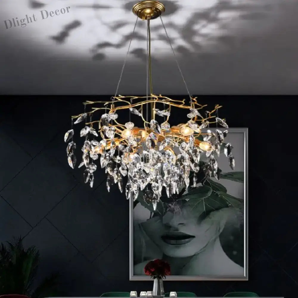 Modern Led Leaf Crystal Ceiling Chandeliers - Elegance For Living Dining And Bedrooms Chandelier