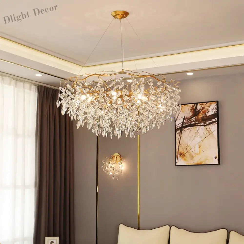 Modern Led Leaf Crystal Ceiling Chandeliers - Elegance For Living Dining And Bedrooms Chandelier