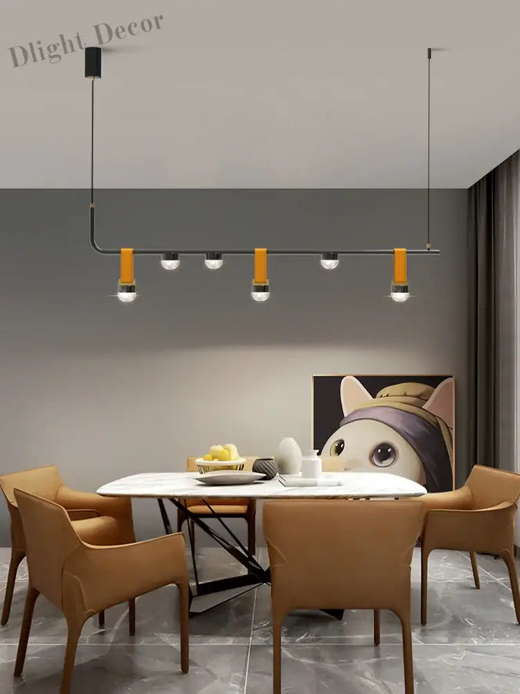 Modern Led Leather Chandelier - Nordic Pendant Light For Dining Room Kitchen Island And Ceiling