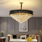 Modern Led Luxury Black Gold Crystal Chandeliers - Elegant Indoor Lighting Fixture For Living And