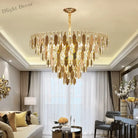 Modern Led Luxury Triangular Multi - Level Crystal Chandelier - Elegant Illumination For Living