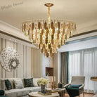 Modern Led Luxury Triangular Multi - Level Crystal Chandelier - Elegant Illumination For Living