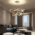 Modern Led Round Pendant Lamplight - Large Chandelier In Gold Lights