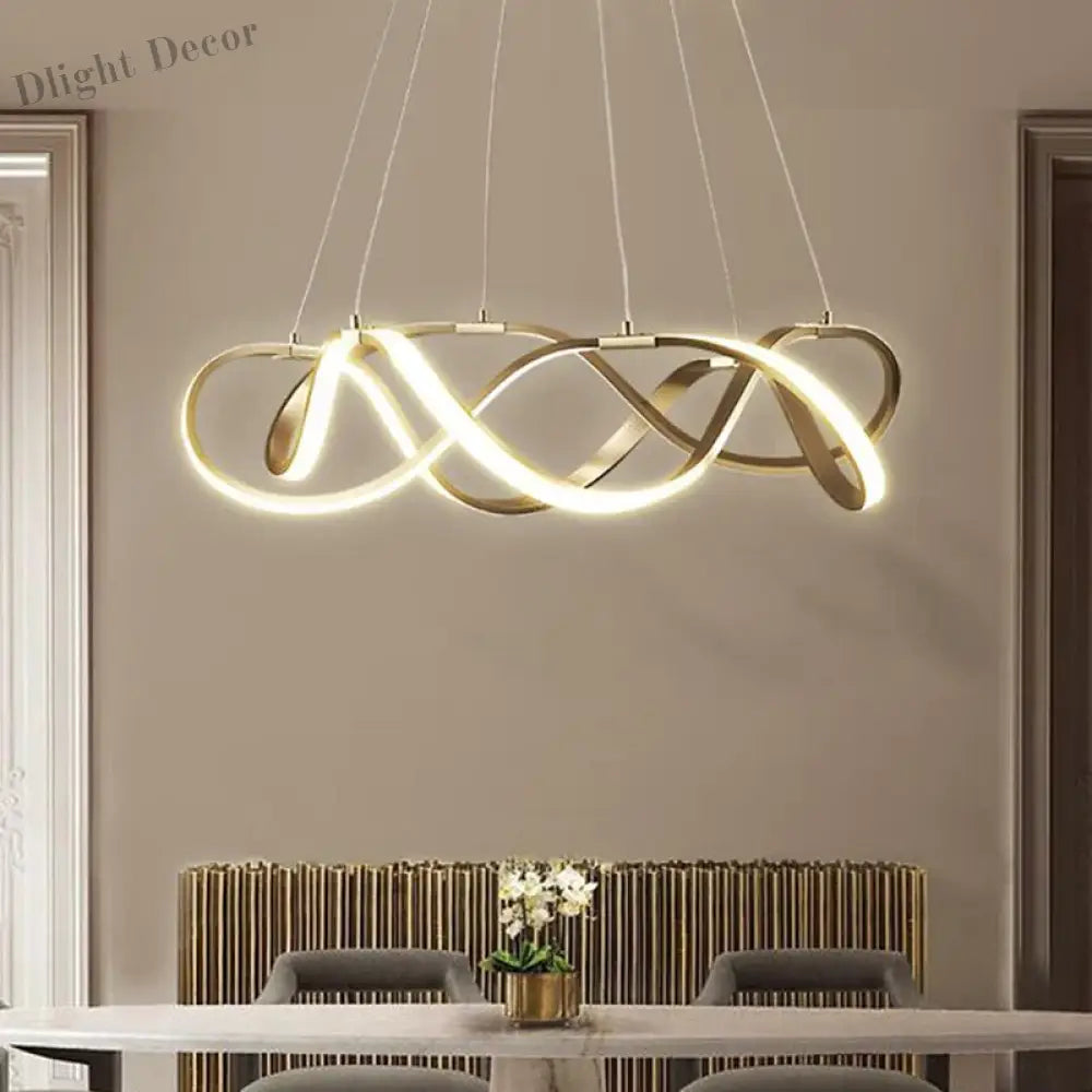 Modern Led Round Pendant Lamplight - Large Chandelier In Gold Lights